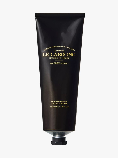 Le Labo Shaving Cream in branded tube component on a light gray background