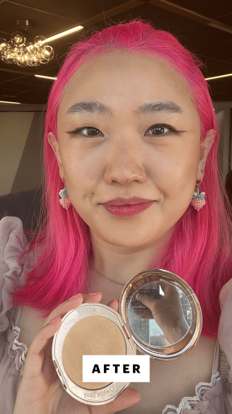 Han after applying the Charlotte Tilbury Airbrush Flawless Finish Powder