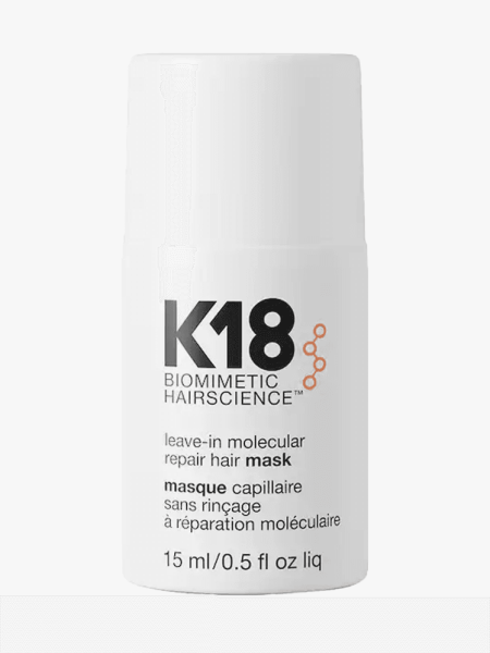 K18 Leave-in Molecular Repair Hair Mask in branded component on a light gray background