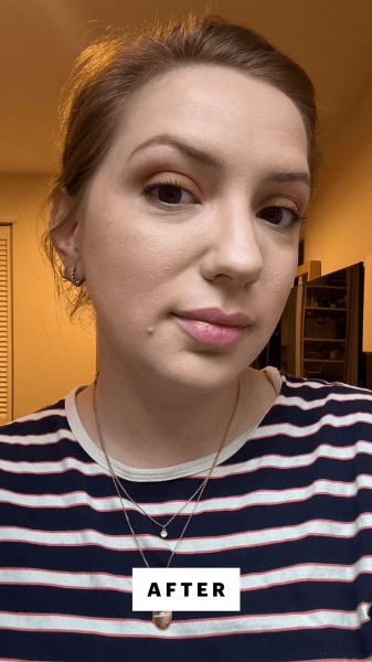 Allure social director Kassidy Silva after using the Makeup by Mario F4 DualEnded Foundation and Face Brush