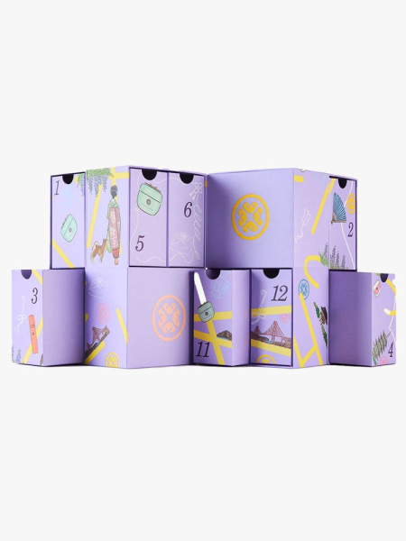 Tatcha 12 Days of Treasures Advent Calendar on a light gray background